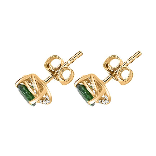 Shop Lc Certified & Appraised Luxoro 14K Yellow Gold AAA Tsavorite Garnet And I2 Diamond Earrings 1.30 Ctw