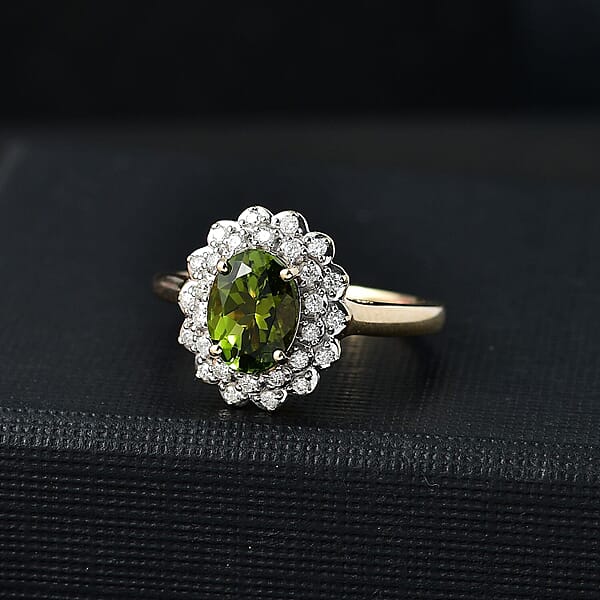 Shop Lc Certified & Appraised Luxoro AAA Aricanga Tourmaline And G-H I2 Diamond 1.42 Ctw Ring In 10K Yellow Gold