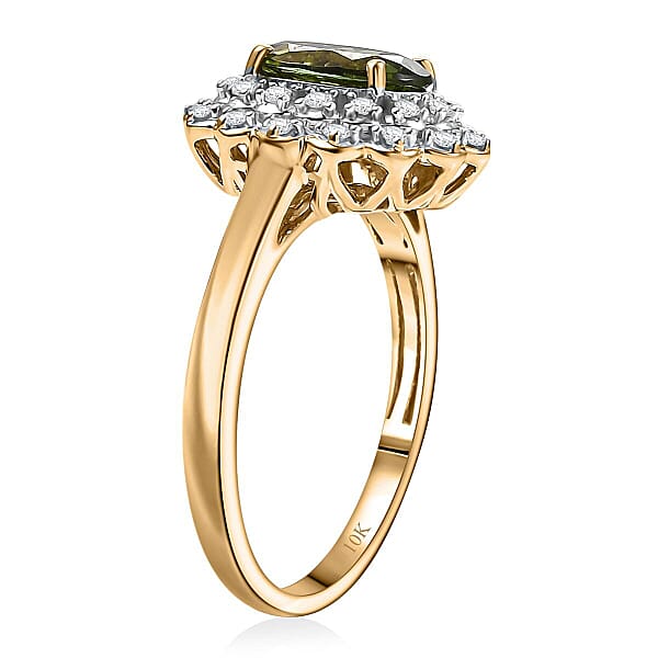 Shop Lc Certified & Appraised Luxoro AAA Aricanga Tourmaline And G-H I2 Diamond 1.42 Ctw Ring In 10K Yellow Gold