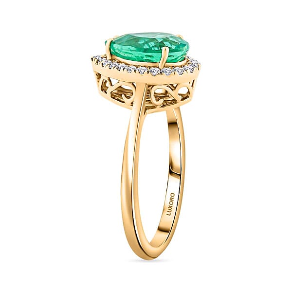 Shop Lc Certified & Appraised Luxoro AAA Boyaca Colombian Emerald And I2 Diamond 2.35 Ctw Ring In 14K Yellow Gold