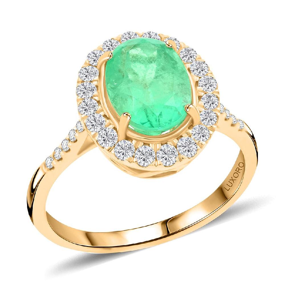 shop lc Certified & Appraised Luxoro AAA Boyaca Colombian Emerald and I2 Diamond 2.65 ctw Ring in 14K Yellow Gold