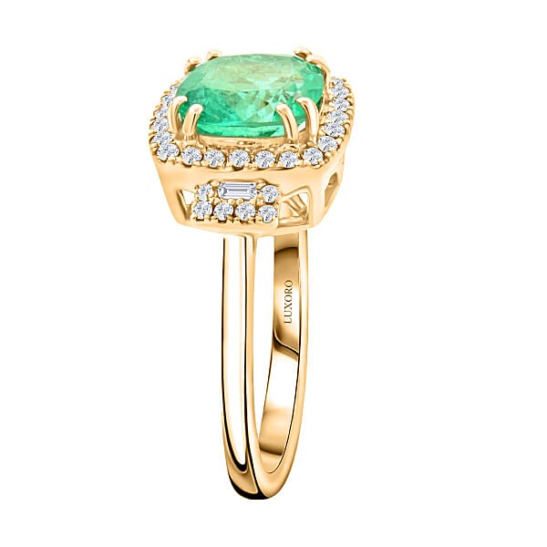 Shop Lc Certified & Appraised Luxoro AAA Boyaca Colombian Emerald And I2 Diamond 2.00 Ctw Ring In 14K Yellow Gold