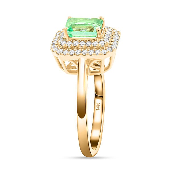 Shop Lc Certified & Appraised Luxoro AAA Boyaca Colombian Emerald And I2 Diamond 1.65 Ctw Ring In 14K Yellow Gold 4.27 Grams