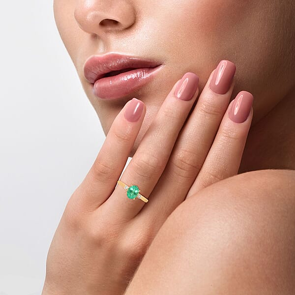 Shop Lc Certified & Appraised Luxoro AAA Boyaca Colombian Emerald And G-H I2 Diamond 1.10 Ctw Ring In 14K Yellow Gold