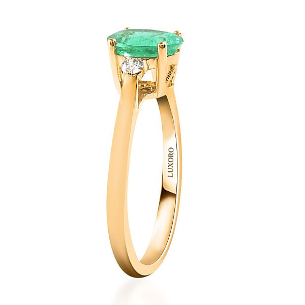 Shop Lc Certified & Appraised Luxoro AAA Boyaca Colombian Emerald And G-H I2 Diamond 1.10 Ctw Ring In 14K Yellow Gold
