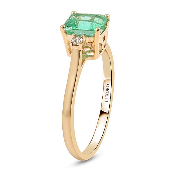 Shop Lc Certified & Appraised Luxoro AAA Boyaca Colombian Emerald And G-H I2 Diamond 1.15 Ctw Ring In 14K Yellow Gold