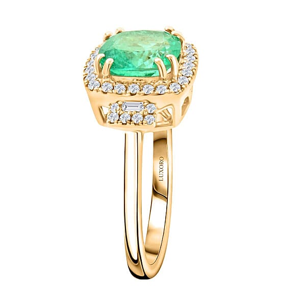 Shop Lc Certified & Appraised Luxoro AAA Boyaca Colombian Emerald And I2 Diamond 2.00 Ctw Ring In 14K Yellow Gold
