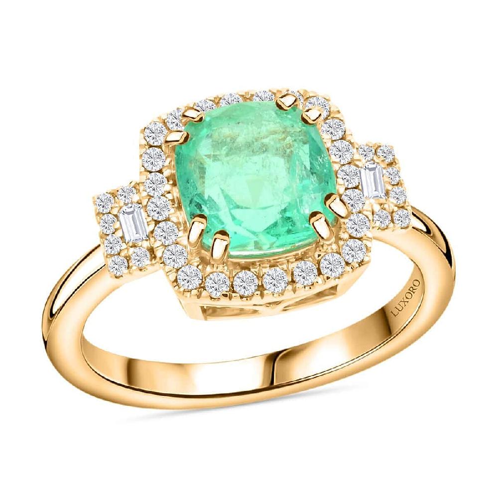 shop lc Certified & Appraised Luxoro AAA Boyaca Colombian Emerald and I2 Diamond 2.00 ctw Ring in 14K Yellow Gold