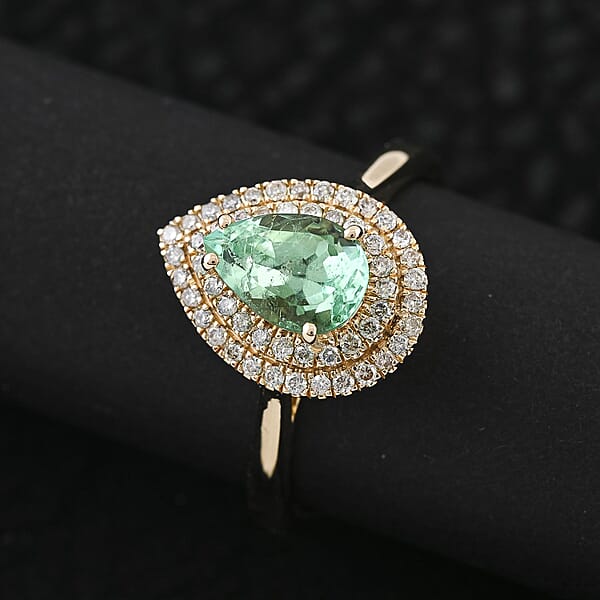 Shop Lc Certified & Appraised Luxoro AAA Boyaca Colombian Emerald And I2 Diamond 1.50 Ctw Ring In 14K Yellow Gold 4.25 Grams