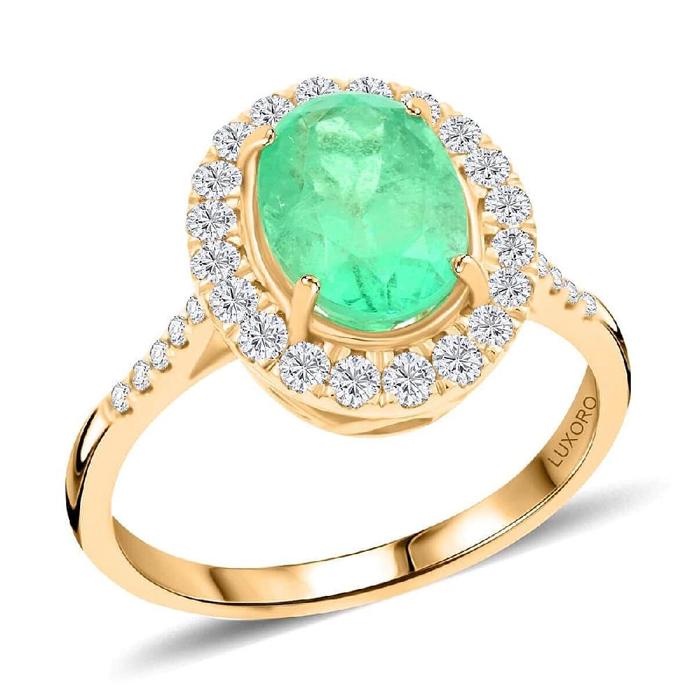 shop lc Certified & Appraised Luxoro AAA Boyaca Colombian Emerald and I2 Diamond 2.65 ctw Ring in 14K Yellow Gold