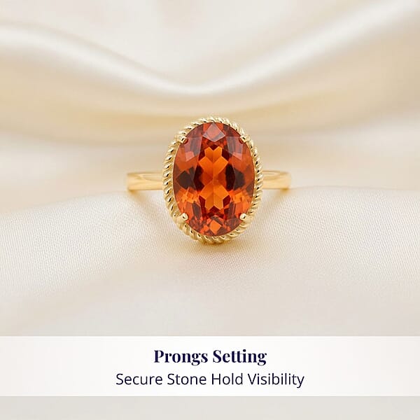 Shop Lc Certified & Appraised Luxoro AAA Ceylon Hessonite Garnet 7.05 Ctw Ring In 10K Yellow Gold 4.40 Grams