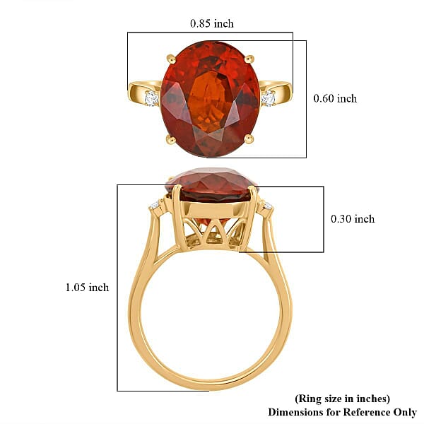 Shop Lc Certified & Appraised Luxoro AAA Ceylon Hessonite Garnet And I2 Diamond 9.15 Ctw Ring In 10K Yellow Gold