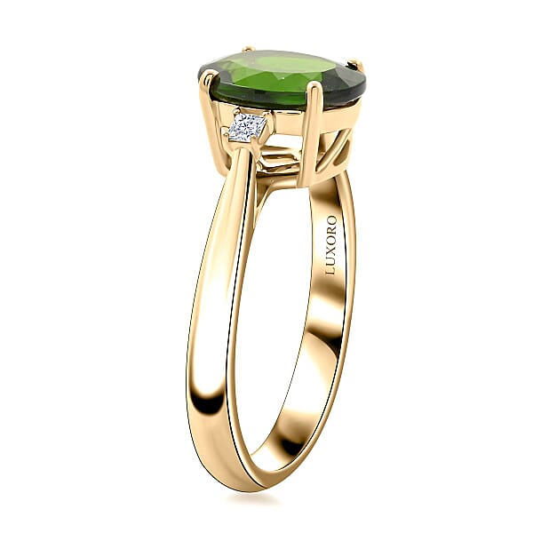 Shop Lc Certified & Appraised Luxoro AAA Chrome Diopside And G-H I2 Diamond 2.75 Ctw Ring In 10K Yellow Gold