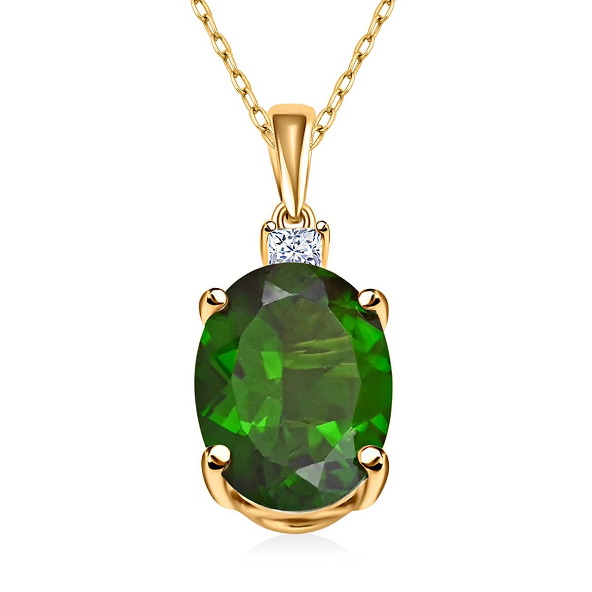 shop lc Certified & Appraised Luxoro AAA Chrome Diopside and G-H SI Diamond 2.65 ctw Pendant Necklace in 10K Yellow Gold 18 Inches