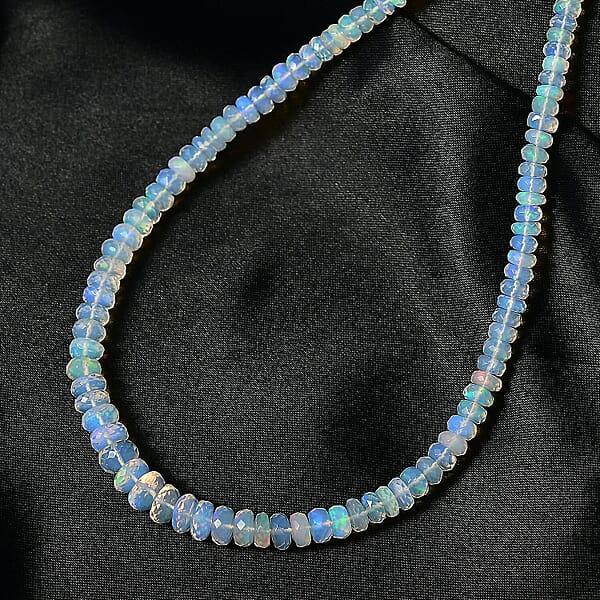 Shop Lc Certified & Appraised Luxoro AAA Ethiopian Welo Opal Beaded Graduated 64 Ctw Necklace 18-20 Inches In 10K Yellow Gold