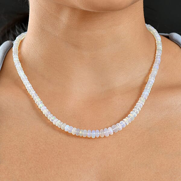 Shop Lc Certified & Appraised Luxoro AAA Ethiopian Welo Opal Beaded Graduated 64 Ctw Necklace 18-20 Inches In 10K Yellow Gold