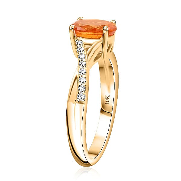 Shop Lc Certified & Appraised Luxoro AAA Fanta Garnet And Diamond G-H I2 1.70 Ctw Ring In 10K Yellow Gold