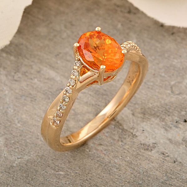 Shop Lc Certified & Appraised Luxoro AAA Fanta Garnet And G-H I2 Diamond 1.70 Ctw Ring In 10K Yellow Gold