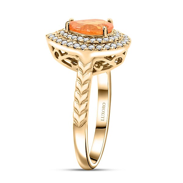 Shop Lc Certified & Appraised Luxoro AAA Fanta Garnet And G-H I2 Diamond 1.70 Ctw Ring In 10K Yellow Gold