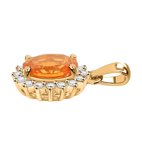 Shop Lc Certified & Appraised Luxoro AAA Fanta Garnet And G-H I2 Diamond 1.90 Ctw Pendant Without Chain In 10K Yellow Gold