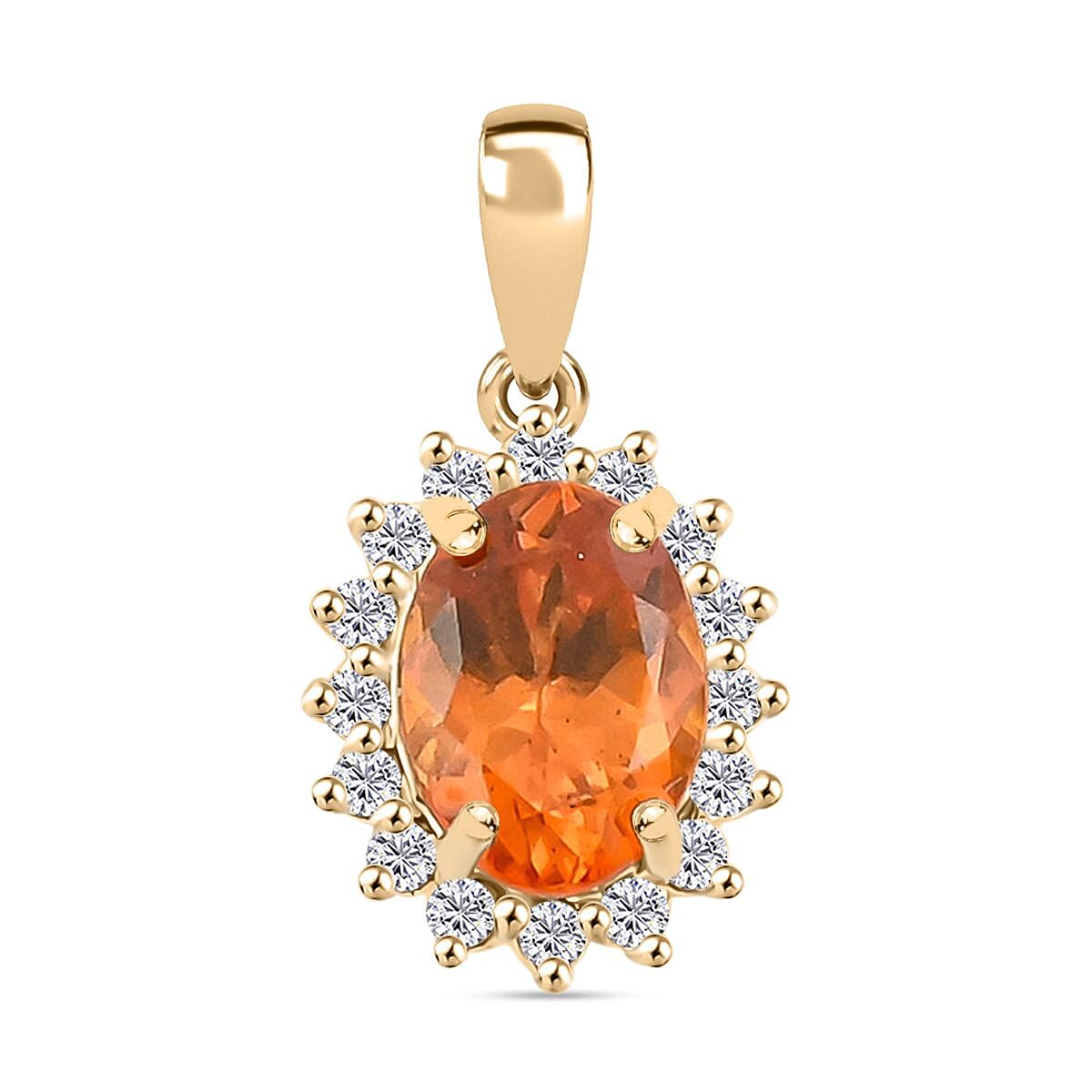 shop lc Certified & Appraised Luxoro AAA Fanta Garnet and G-H I2 Diamond 1.90 ctw Pendant without Chain in 10K Yellow Gold