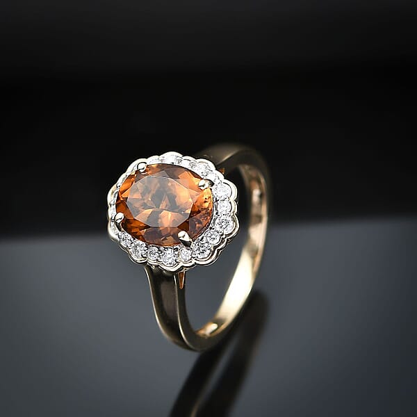 Shop Lc Certified & Appraised Luxoro AAA Golden Turkizite And I2 Diamond 3.37 Ctw Ring In 10K Yellow Gold