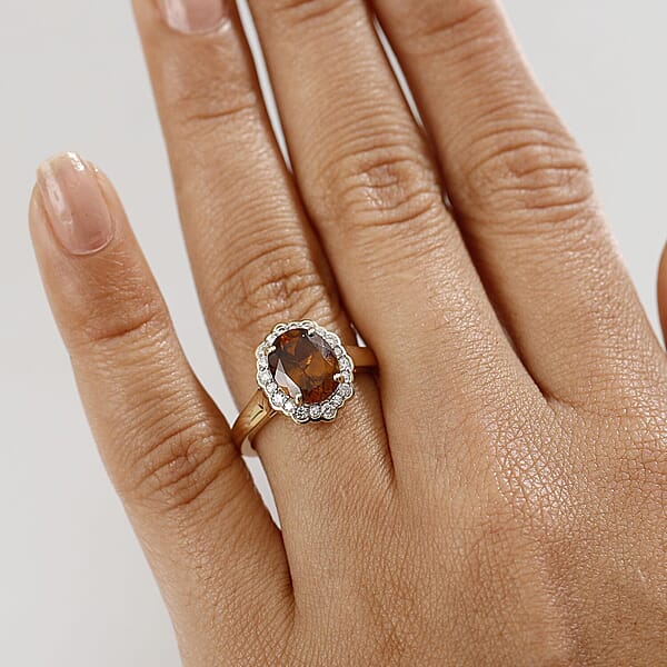 Shop Lc Certified & Appraised Luxoro AAA Golden Turkizite And I2 Diamond 3.37 Ctw Ring In 10K Yellow Gold