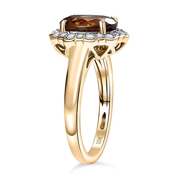 Shop Lc Certified & Appraised Luxoro AAA Golden Turkizite And I2 Diamond 3.37 Ctw Ring In 10K Yellow Gold