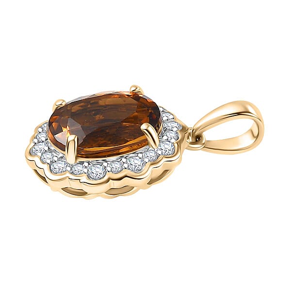 Shop Lc Certified & Appraised Luxoro AAA Golden Turkizite And I2 Diamond 3.37 Ctw Pendant Without Chain In 10K Yellow Gold