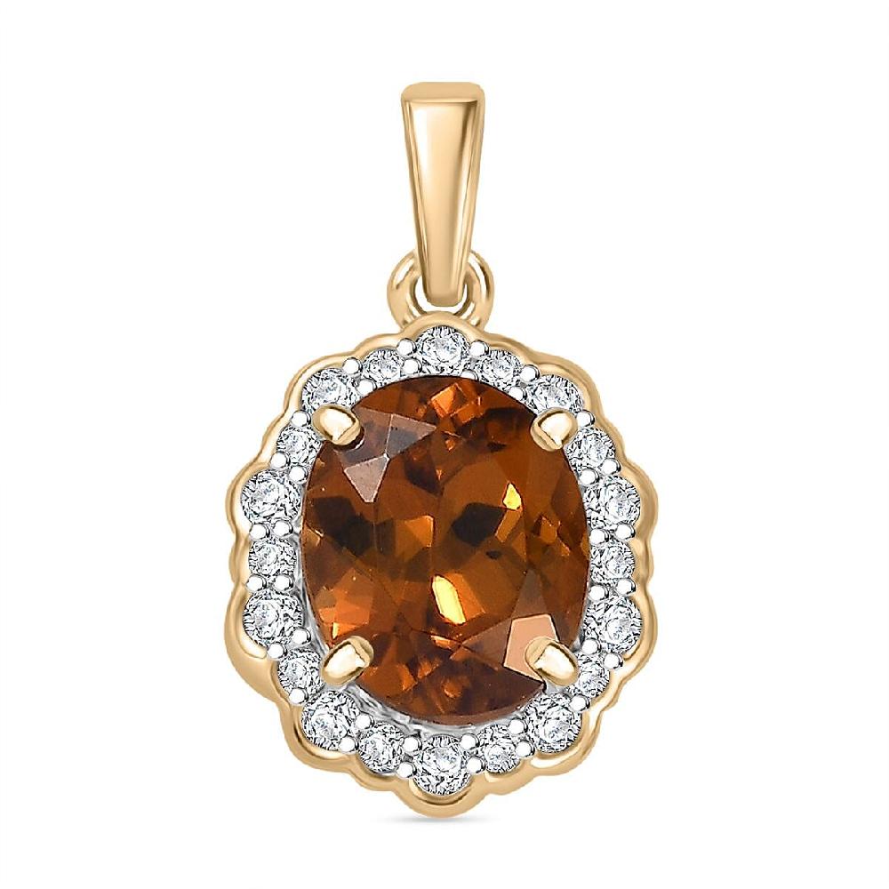 shop lc Certified & Appraised Luxoro AAA Golden Turkizite and I2 Diamond 3.37 ctw Pendant without Chain in 10K Yellow Gold