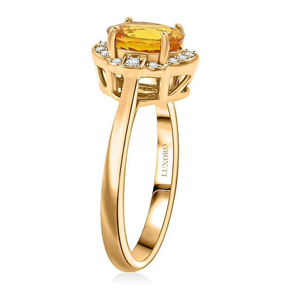 Shop Lc Certified & Appraised Luxoro AAA Ilakaka Yellow Sapphire And I2 Diamond 1.80 Ctw Ring In 14K Yellow Gold