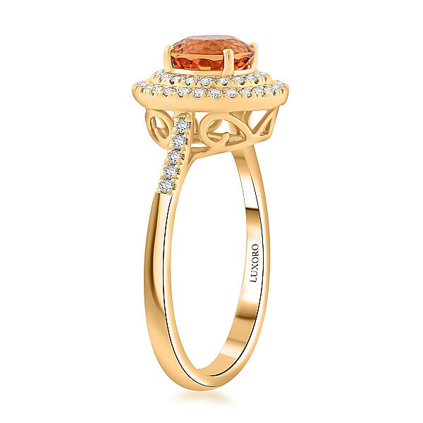 Shop Lc Certified & Appraised Luxoro AAA Imperial Topaz And G-H I2 Diamond 2.00 Ctw Ring In 10K Yellow Gold