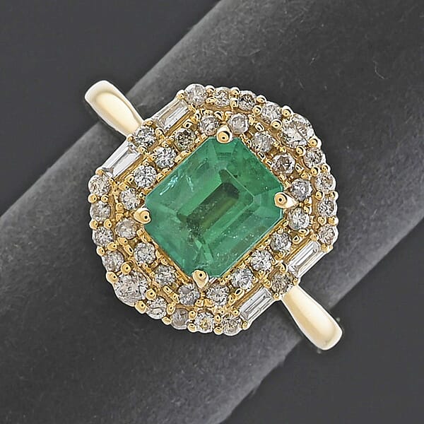 Shop Lc Certified & Appraised Luxoro AAA Kagem Zambian Emerald And I2 Diamond 1.65 Ctw Ring In 10K Yellow Gold