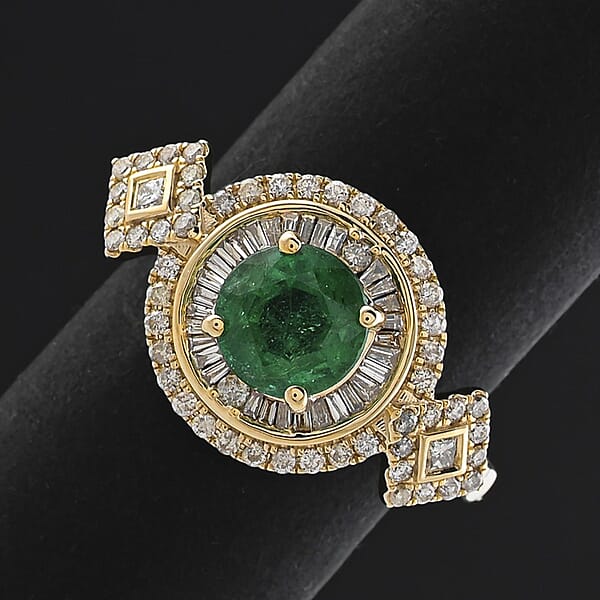 Shop Lc Certified & Appraised Luxoro AAA Kagem Zambian Emerald And I2 Diamond 2.00 Ctw Ring In 10K Yellow Gold 4.20 Grams