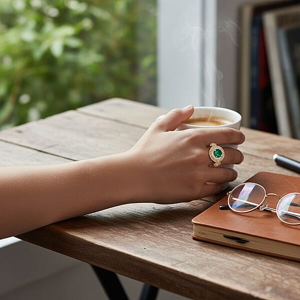 Shop Lc Certified & Appraised Luxoro AAA Kagem Zambian Emerald And I2 Diamond 2.00 Ctw Ring In 10K Yellow Gold 4.20 Grams