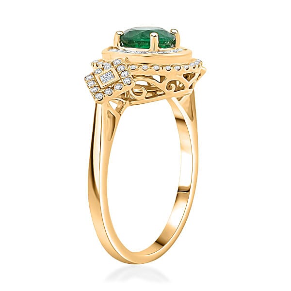 Shop Lc Certified & Appraised Luxoro AAA Kagem Zambian Emerald And I2 Diamond 2.00 Ctw Ring In 10K Yellow Gold 4.20 Grams