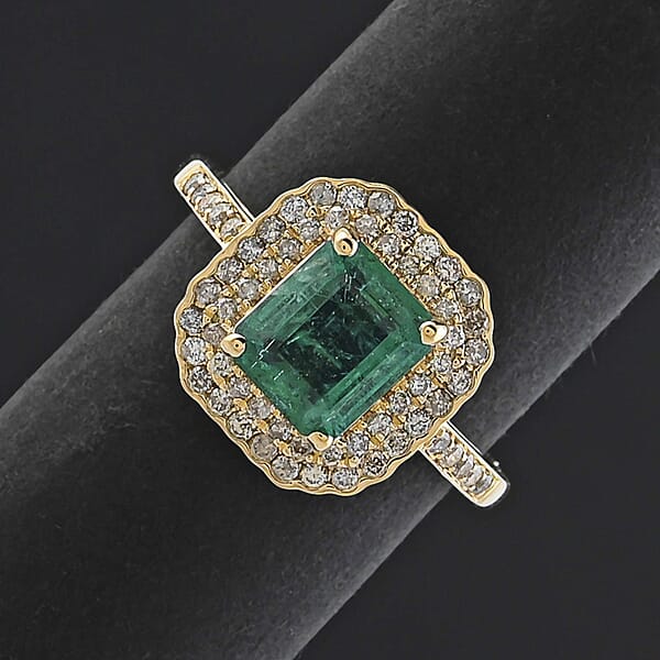 Shop Lc Certified & Appraised Luxoro AAA Kagem Zambian Emerald And I2 Diamond 2.02 Ctw Ring In 10K Yellow Gold
