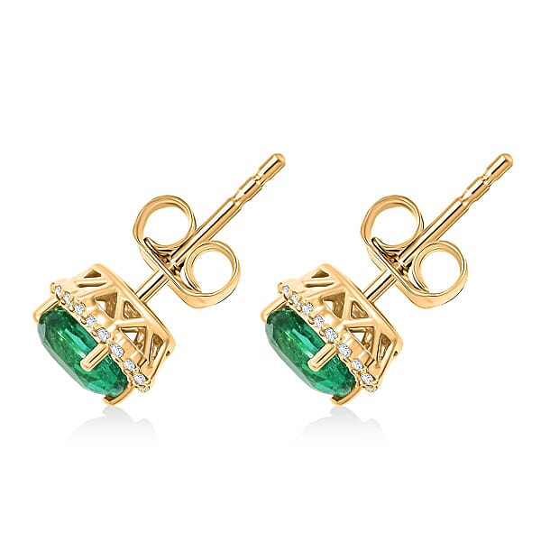 Shop Lc Certified & Appraised Luxoro AAA Kagem Zambian Emerald And G-H I2 Diamond 1.75 Ctw Earrings In 14K Yellow Gold