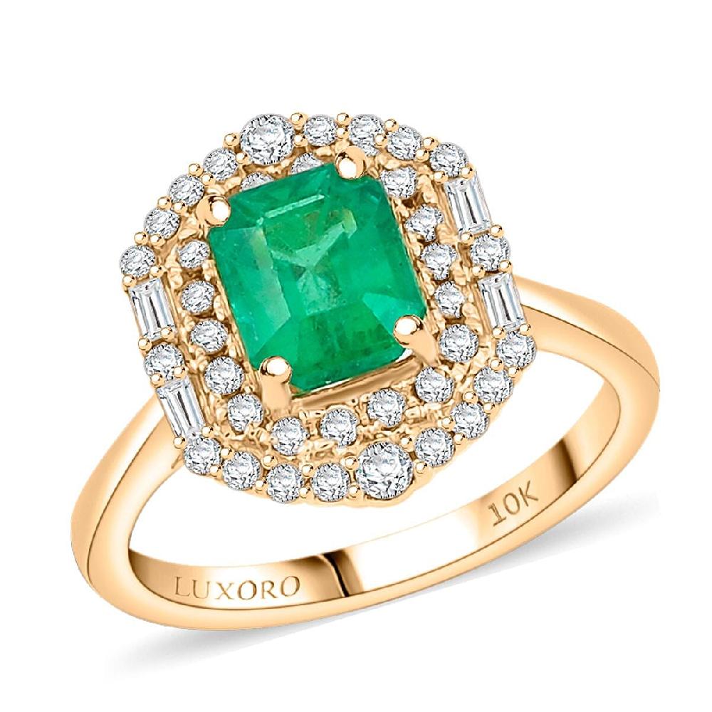 shop lc Certified & Appraised Luxoro AAA Kagem Zambian Emerald and I2 Diamond 1.65 ctw Ring in 10K Yellow Gold shop lc Certified & Appraised Luxoro AAA Kagem Zambian Emerald and I2 Diamond 1.65 ctw Ring in 10K Yellow Gold