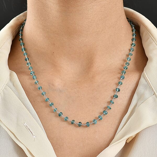 Shop Lc Certified & Appraised Luxoro AAA Lagoon Tourmaline Beaded 32 Ctw Necklace 20 Inches In 10K White Gold