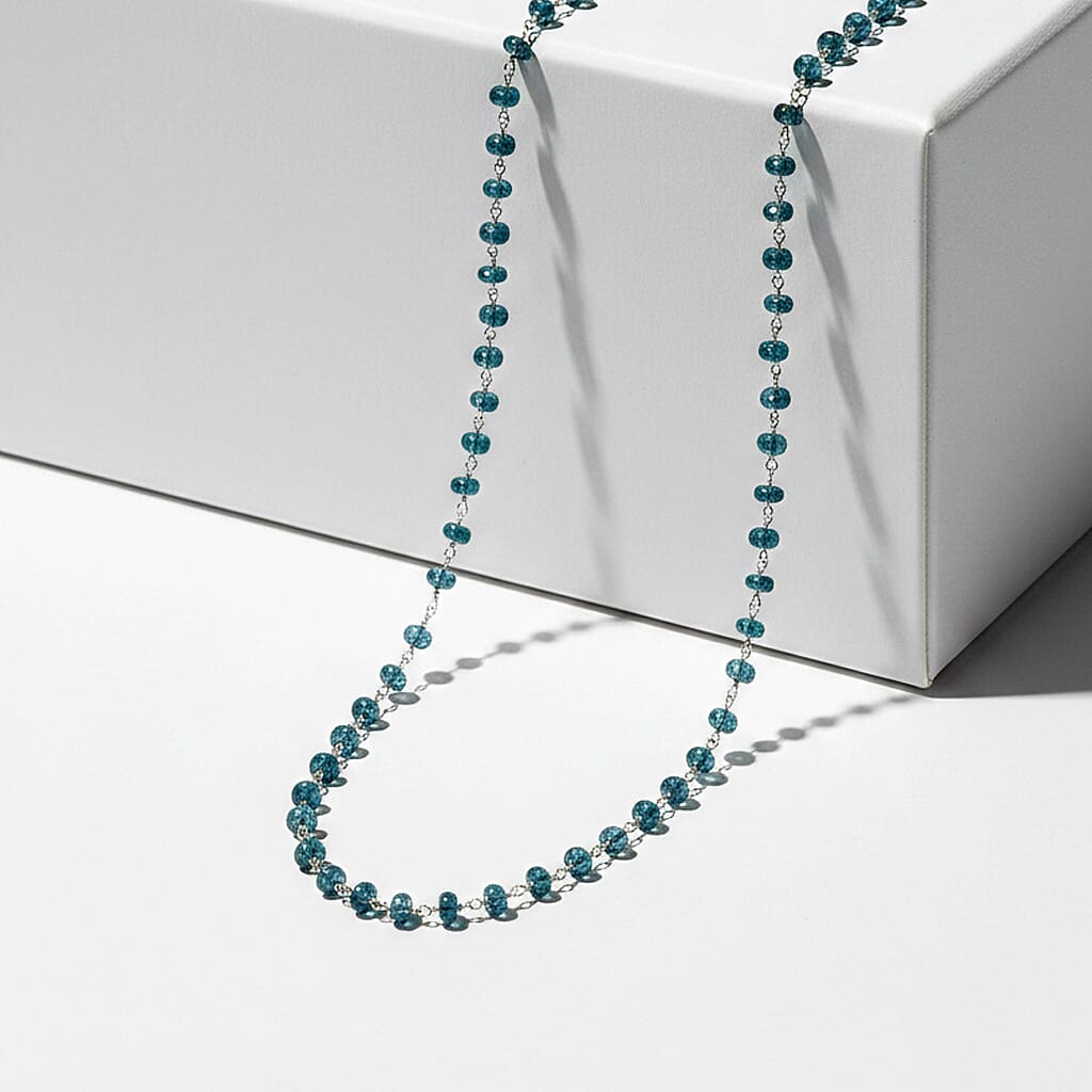 shop lc Certified & Appraised Luxoro AAA Lagoon Tourmaline Beaded 32 ctw Necklace 20 Inches in 10K White Gold