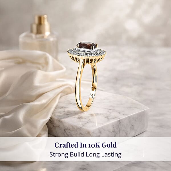 Shop Lc Certified & Appraised Luxoro AAA Madagascar Color Change Garnet And I2 Diamond 2.00 Ctw Ring In 10K Yellow Gold