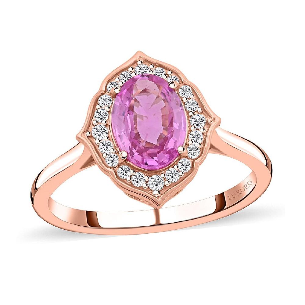 shop lc Certified & Appraised Luxoro AAA Madagascar Pink Sapphire and G-H I2 Diamond 1.50 ctw Ring in 14K Rose Gold