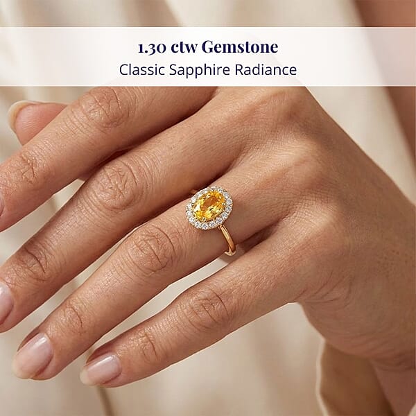Shop Lc Certified & Appraised Luxoro AAA Madagascar Yellow Sapphire And G-H I2 Diamond 1.30 Ctw Ring In 14K Yellow Gold