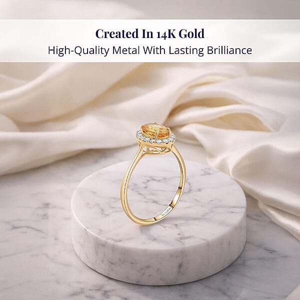 Shop Lc Certified & Appraised Luxoro AAA Madagascar Yellow Sapphire And G-H I2 Diamond 1.30 Ctw Ring In 14K Yellow Gold