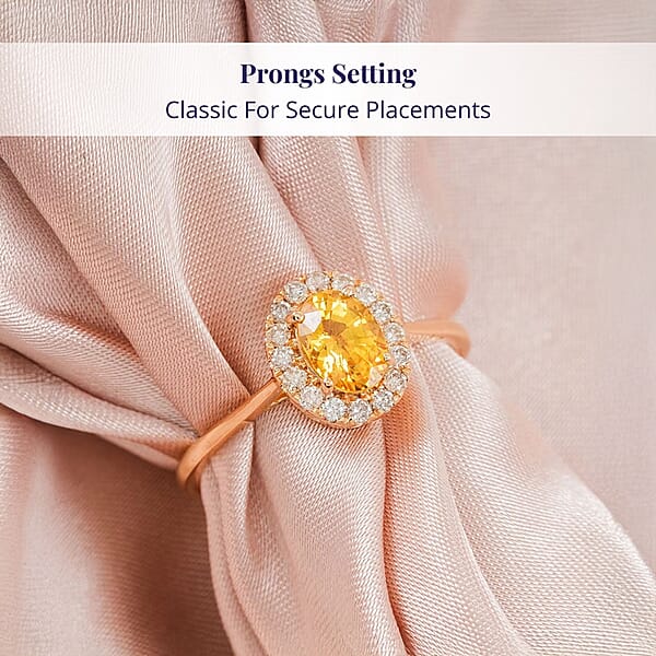 Shop Lc Certified & Appraised Luxoro AAA Madagascar Yellow Sapphire And G-H I2 Diamond 1.30 Ctw Ring In 14K Yellow Gold
