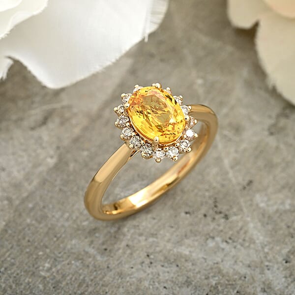Shop Lc Certified & Appraised Luxoro AAA Madagascar Yellow Sapphire And G-H I2 Diamond 2.15 Ctw Ring In 14K Yellow Gold