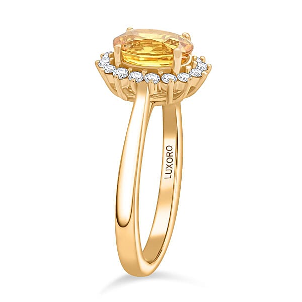 Shop Lc Certified & Appraised Luxoro AAA Madagascar Yellow Sapphire And G-H I2 Diamond 2.15 Ctw Ring In 14K Yellow Gold