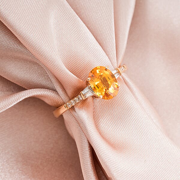 Shop Lc Certified & Appraised Luxoro AAA Madagascar Yellow Sapphire And I2 Diamond 1.85 Ctw Ring In 14K Yellow Gold