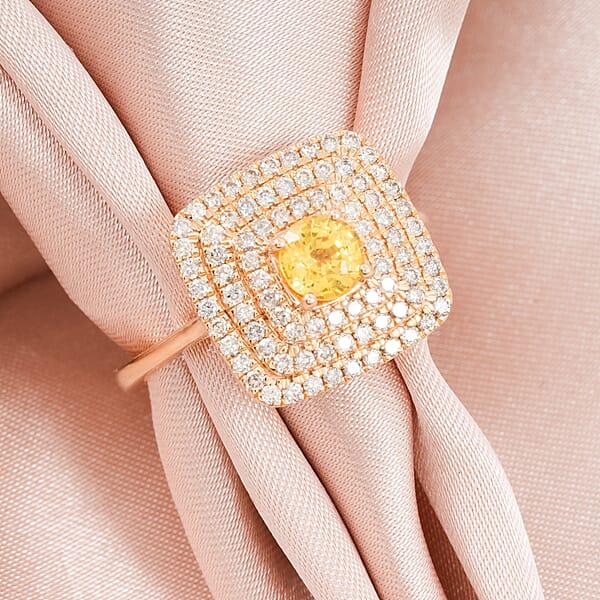 Shop Lc Certified & Appraised Luxoro AAA Madagascar Yellow Sapphire And G-H I2 Diamond 1.35 Ctw Ring In 14K Yellow Gold 5.85 Grams